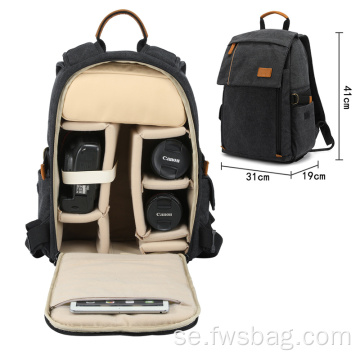 Anpassad DSLR -väska Ny mode ryggsäck vattentätt regntäcke kamera ryggsäck lins skyddar pad canvas videokamera väska